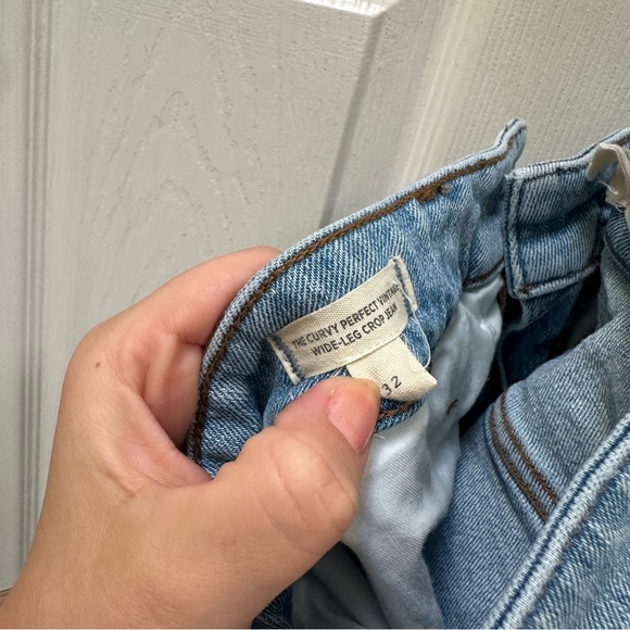 Madewell the curvy perfect vintage wide leg crop Light Blue Denim Jeans 32 - Picture 7 of 10